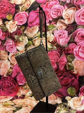 Antique faux Snake-Embossed Wristlet/ Clutch